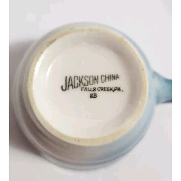 Vintage Jackson Custom China Mugs Set Of Two Blue White Fade K8 - Picture 2 of 8
